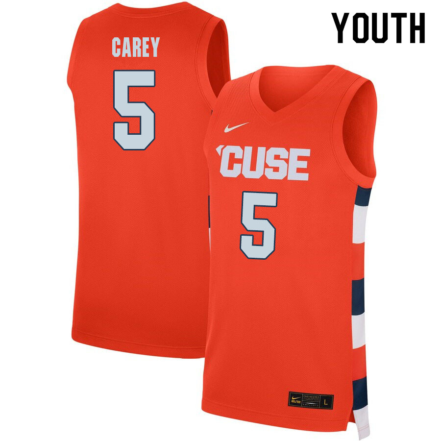 2020 Youth #5 Jalen Carey Syracuse Orange College Basketball Jerseys Sale-Orange - Click Image to Close